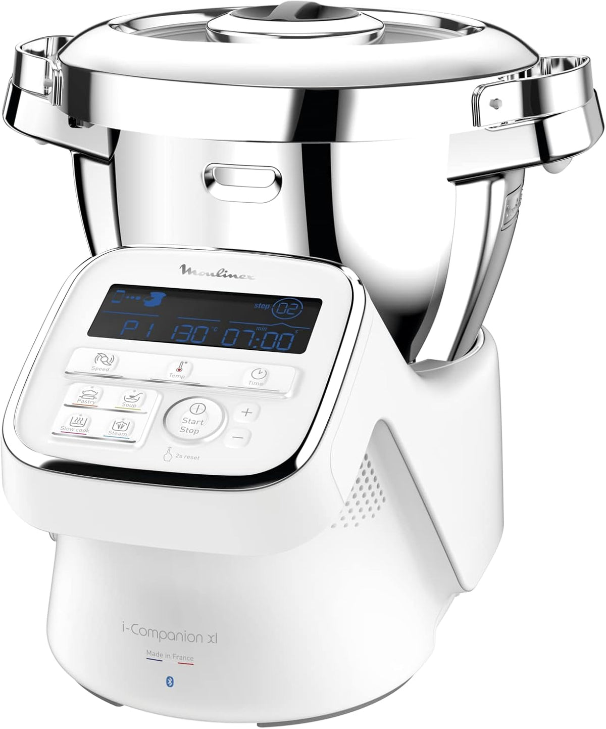 Moulinex Companion HF9081 - Robot da cucina multifunzione per 10 persone - Capacità 3 L con 14 funzioni - Bluetooth e modalità manuale in grigio