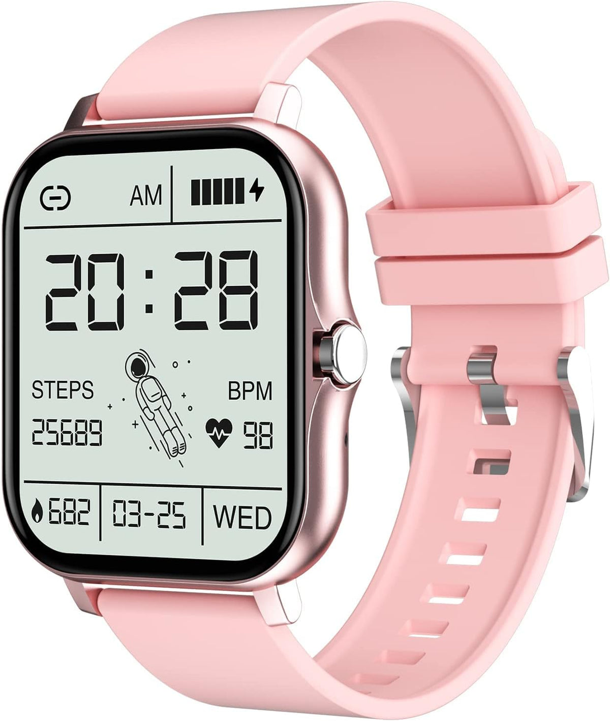 Smartwatch Uomo Donna 1.69 Pollici - Chiamata Bluetooth e Musica - Fitness Tracker con 8 Modalità Sportive - IP67 Nero e Rosa Android iOS
