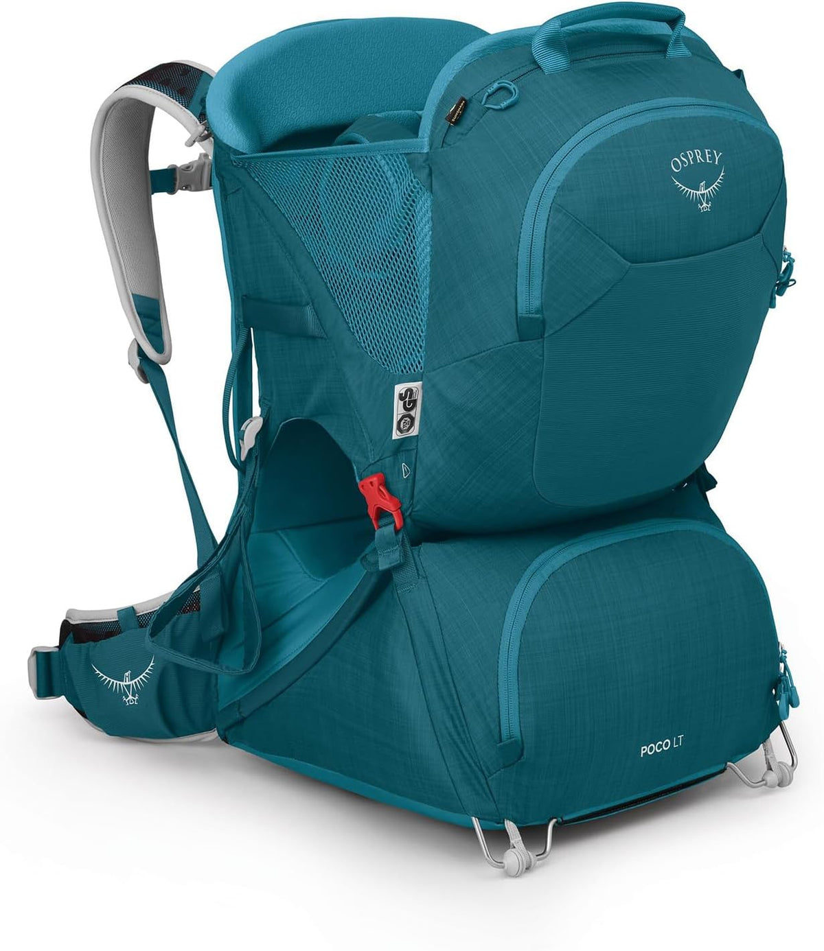 Marsupio porta bambino Osprey Poco Soft Deep Peyto 43 x 35 x 60 cm - struttura in nylon con spallacci posteriori - portata fino a 22,7 kg - chiusura con zip e orientamento anteriore