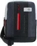 PIQUADRO Borsello Uomo a Tracolla - Borsa in Pelle Porta iPad - Chiusura Zip e Fodera Poliestere - Accessorio da Viaggio Uomo