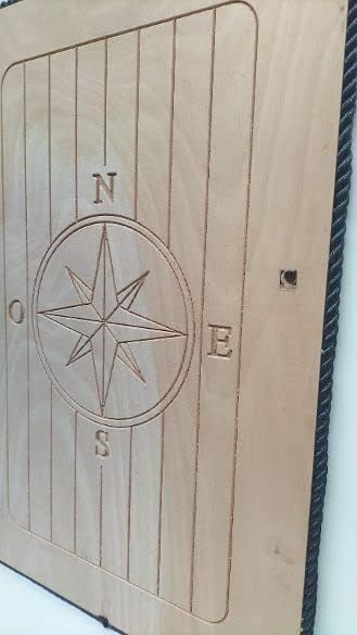 Tavolo da barca in Okume - struttura in legno - bordo corda e colore bordeaux - dimensioni 79 x 44 x 1,8 cm
