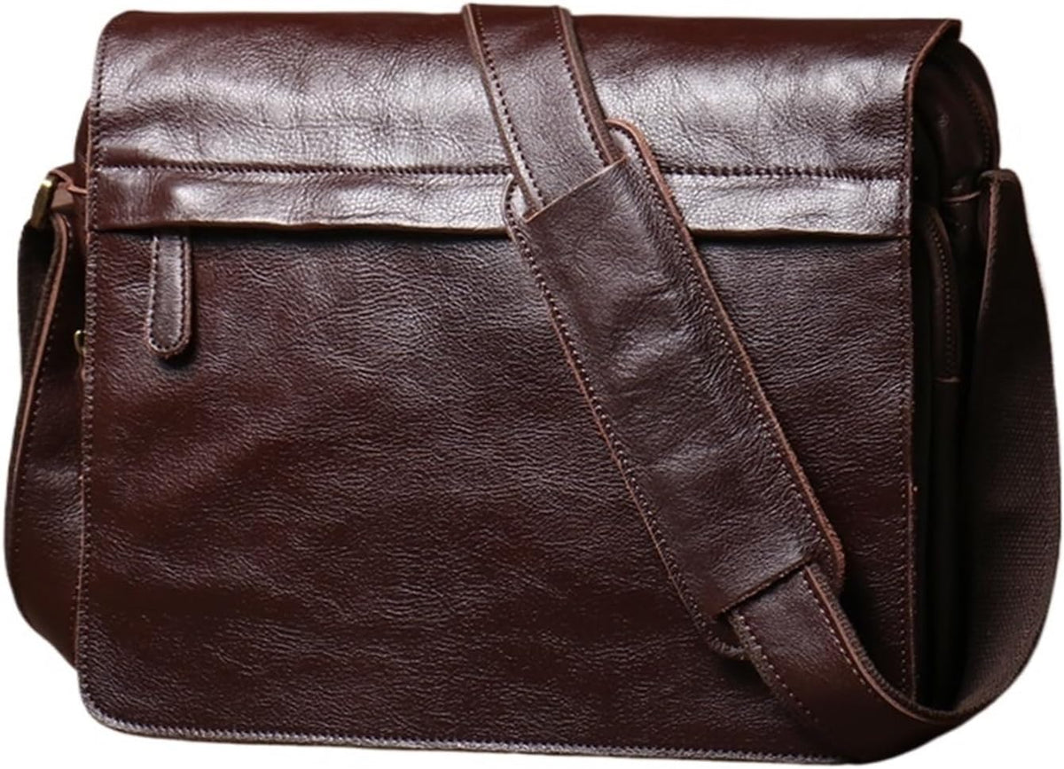 Cartella Uomo Classica - Messenger Bag Casual in Vera Pelle - Chiusura con Fibbia - Borsa a Spalla Crossbody da Lavoro