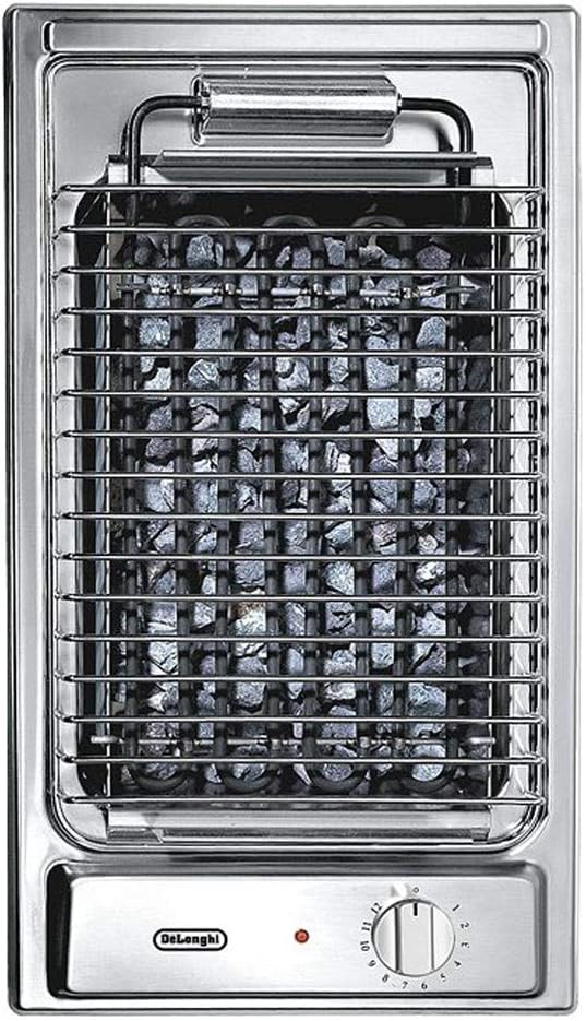 DeLonghi BQI 13-1 - Barbecue Elettrico da Tavolo 2400 W - Acciaio Inossidabile - Barbecue e Bistecchiera con Una Impostazione
