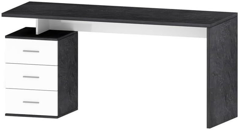 NOVA Scrivania da Ufficio con Cassettiera - Piano in Melamina Nero 160 x 60 x 75 cm - Cassettiera con 3 Cassetti - Struttura Resistente alla Ruggine