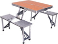 Set tavolo e 4 sedie pieghevoli da campeggio - struttura in lega di alluminio - configurazione collegata - set portatile per picnic outdoor