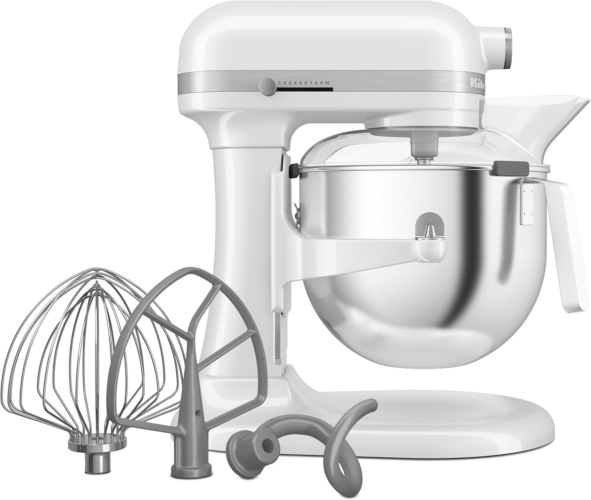 KitchenAid Heavy Duty 5KSM70JPXEWH - Planetaria 375 W in Metallo Bianco - Ciotola Sollevabile da 6,6 Litri - Velocità Regolabile con Comando a Leva