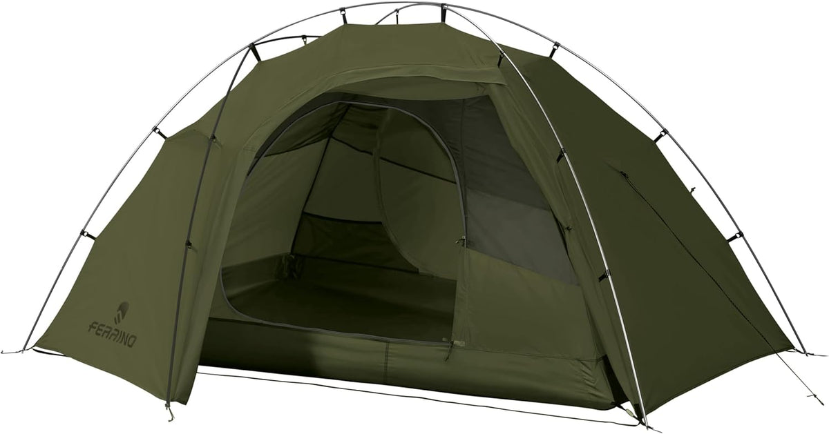 Tenda Ferrino Force 2 grigia 210 x 130 x 110 cm - tenda trekking per 2 persone e 4 stagioni - struttura impermeabile da 2,75 kg - per scout bici ed escursionismo