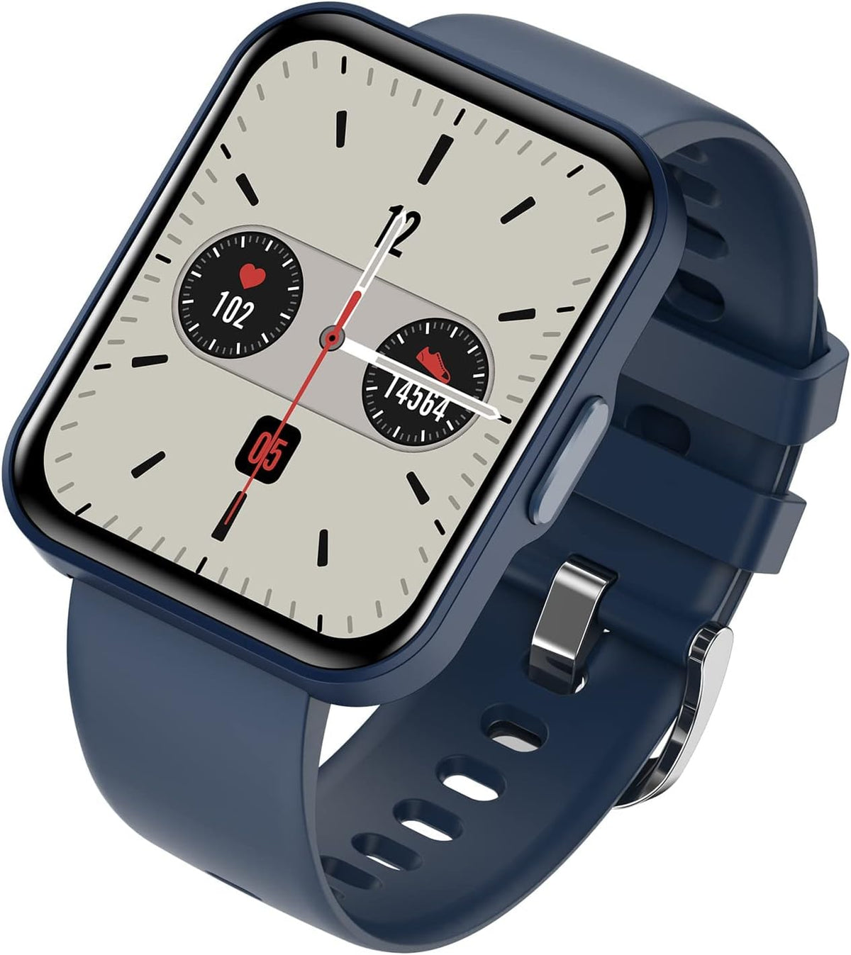 Smartwatch uomo donna - Touchscreen quadrato 1.69 pollici - 24 modalità sportive e contapassi - Chiamate Bluetooth protezione IP68 e cinturino blu