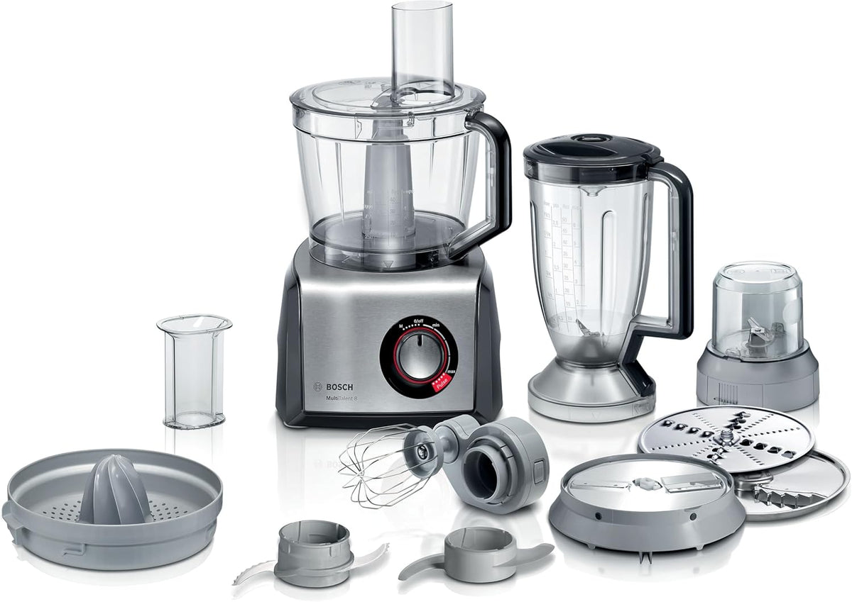 Bosch MultiTalent 8 - Robot da cucina multifunzione 1250 W - Oltre 50 funzioni con ciotola 3.9 L - Accessori per tagliare impastare grattugiare e montare