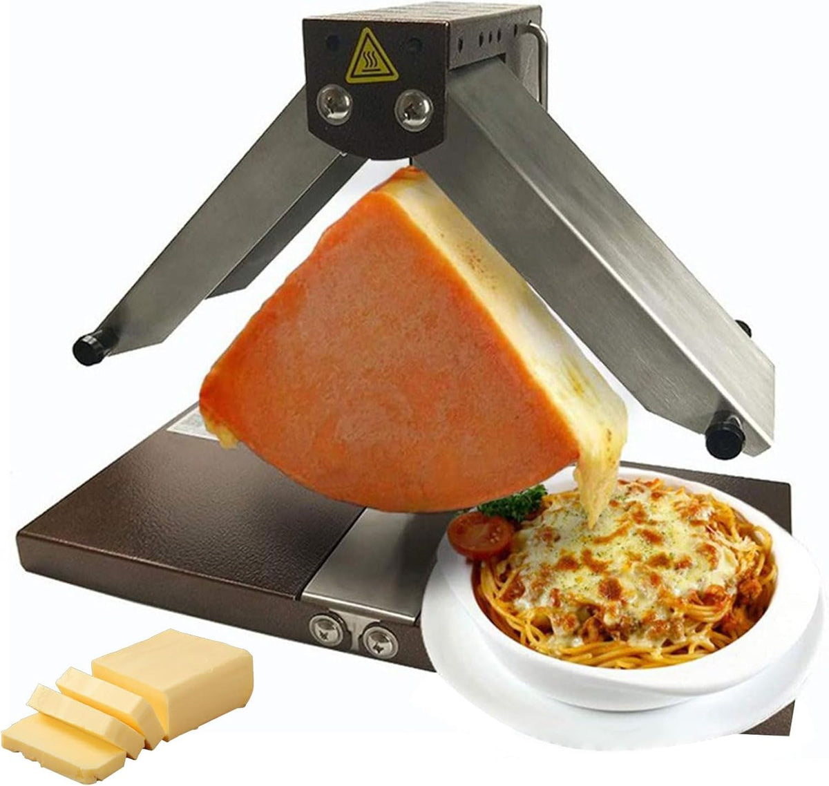 Griglia raclette professionale 1000 W - Doppia area di riscaldamento - Riscaldamento rapido in 60 secondi - Angolo regolabile per ristoranti