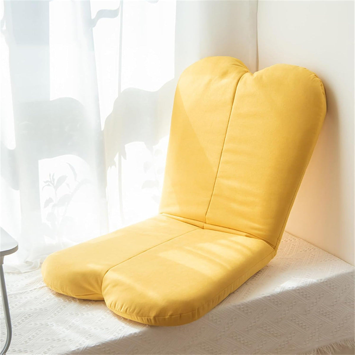 Sedia da meditazione da pavimento gialla - schienale regolabile e seduta morbida imbottita - design confortevole - per soggiorno camera da letto e sala yoga