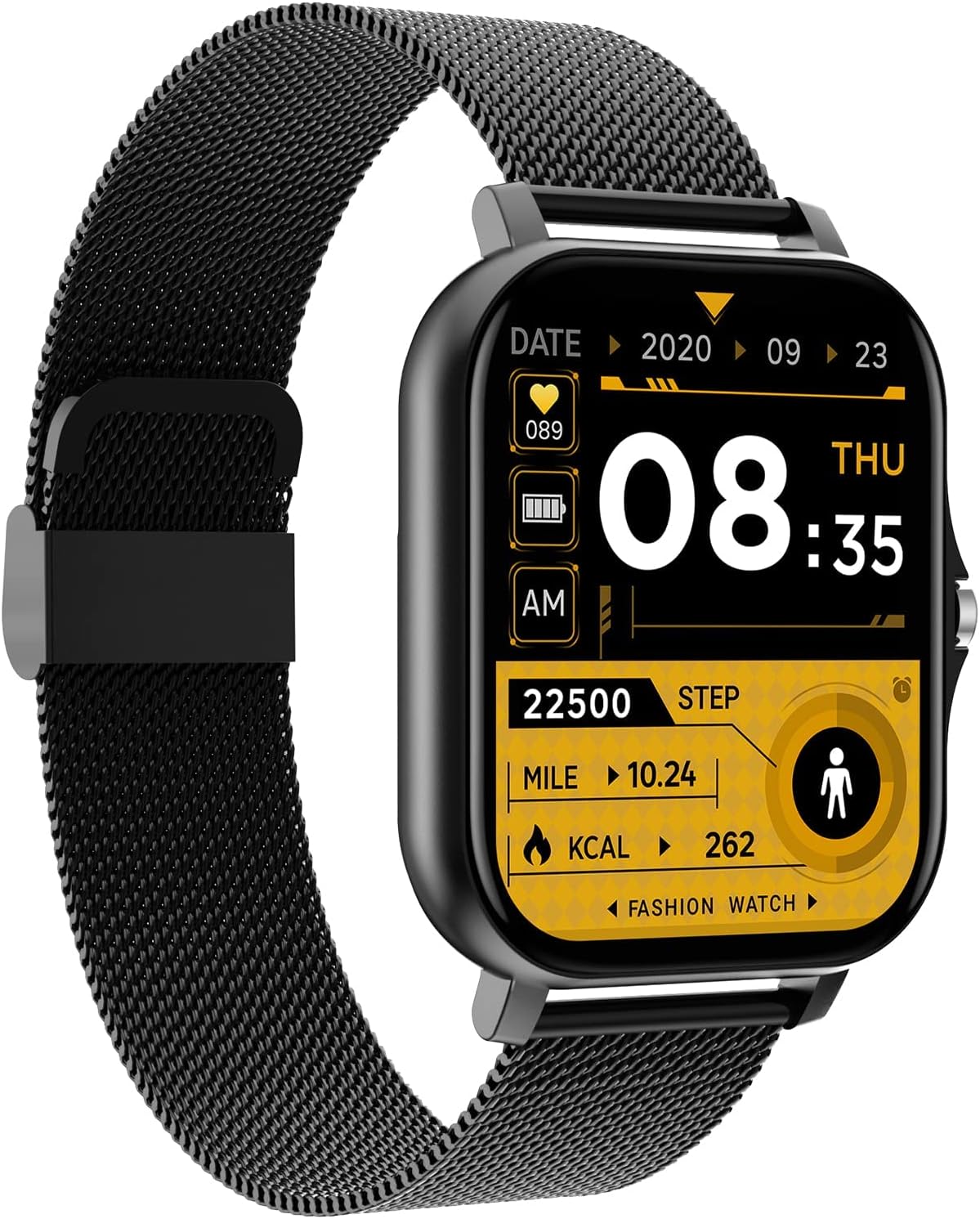 Smartwatch uomo donna - Touchscreen 1.69 pollici - Chiamate Bluetooth musica e fotocamera remota - Fitness tracker impermeabile nero rosa per Android iOS