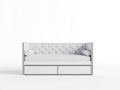 Divano letto-Legno-MDF-Tessuto imbottito-214x95x97 cm-Bianco-Glamour classico