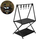 Armadietto da campeggio pieghevole 2F - unità di stoccaggio portatile con gancio - scaffale da cucina da assemblare - per barbecue picnic e viaggio