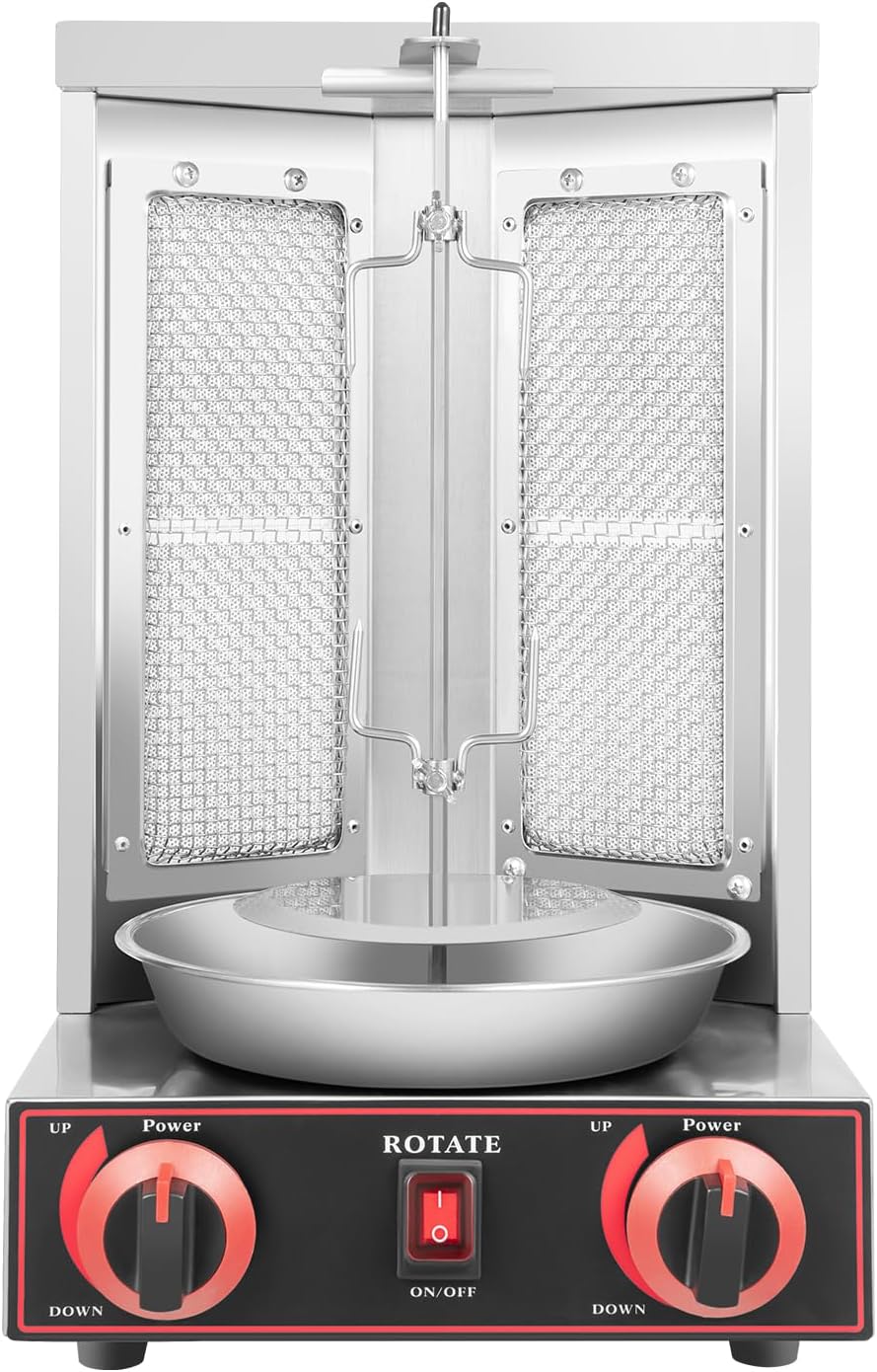 Macchina Döner Kebab a gas - Grill verticale da tavolo - Dimensioni 53 x 36.5 x 36 cm - Struttura per shawarma gyros e preparazioni commerciali