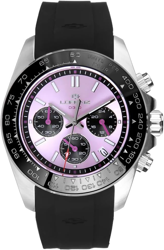 Lorenz DI300 030274CC - Orologio Uomo Sportivo Cronografo Subacqueo 300 Metri - Cassa 42 mm Acciaio - Cinturino Resina Nero