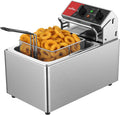 CROSSON Friggitrice Elettrica Professionale 8 Litri - Potenza 3250 W in Metallo Argento - Temperatura Regolabile da 80 a 200 C - Per Hotel e Ristoranti