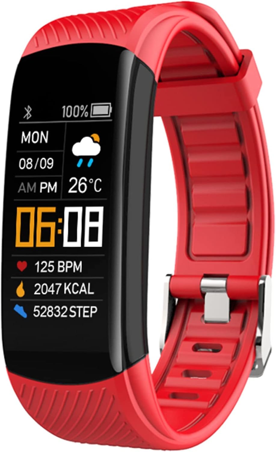 Smartwatch uomo donna rosso - Touchscreen 0.96 pollici - Frequenza cardiaca pressione sanguigna e GPS integrato - Fitness tracker Bluetooth impermeabile IP67
