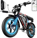 Bici elettrica FAT 20 x 4 per adulti - batteria removibile 48 V 17,5 o 25 Ah - doppia sospensione e cambio 7 velocità - display APP luci e freni a doppio disco
