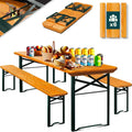 Set tavolo e panche Avilia pieghevole - legno laccato e struttura in ferro - dimensioni 180 x 75 x 74 cm - per giardino picnic e feste