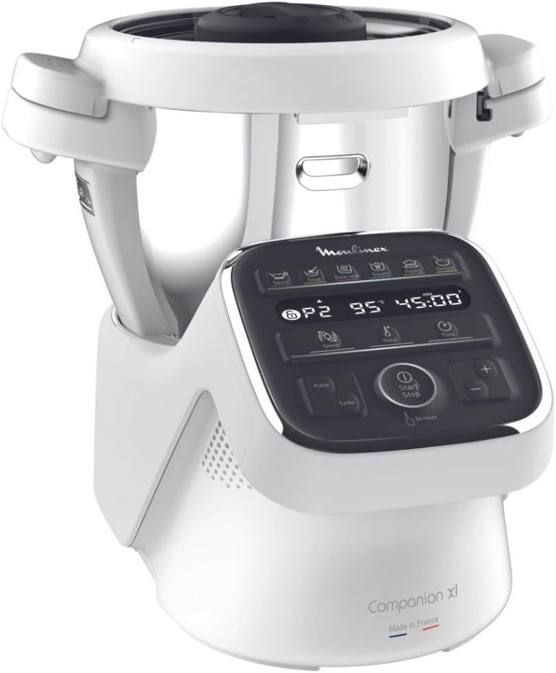 Moulinex Companion HF80CBK - Robot da cucina multifunzione 3 L - 12 programmi automatici e modalità manuale - Temperatura 30 a 150 C con 6 accessori