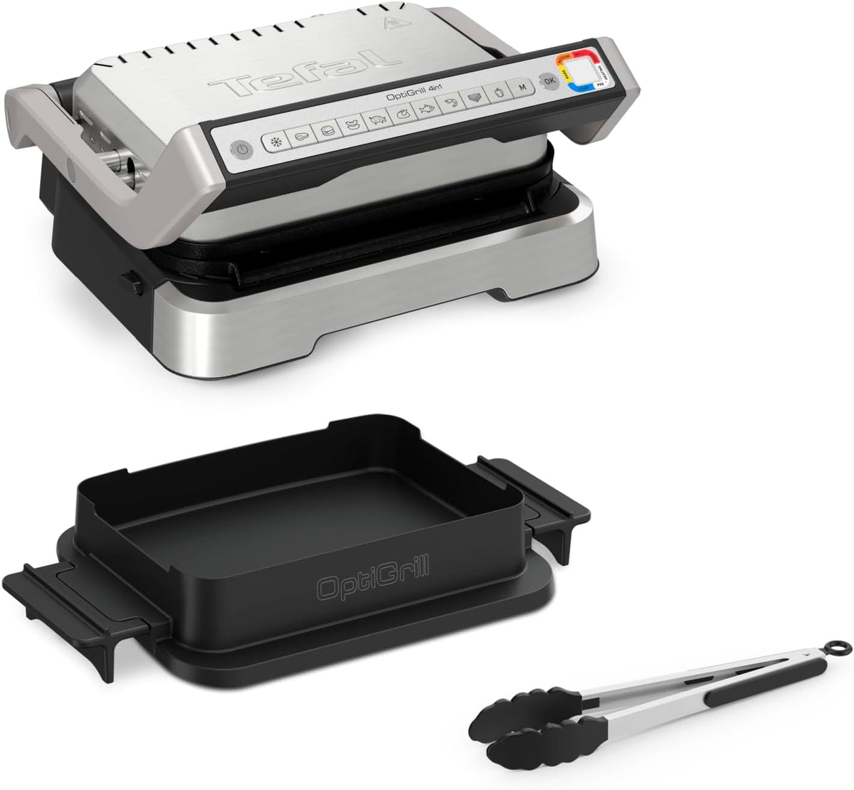 Tefal OptiGrill GC776D10 - Griglia elettrica 4 in 1 - 9 programmi e indicatore livello di cottura - Piastre antiaderenti con funzione grill e forno
