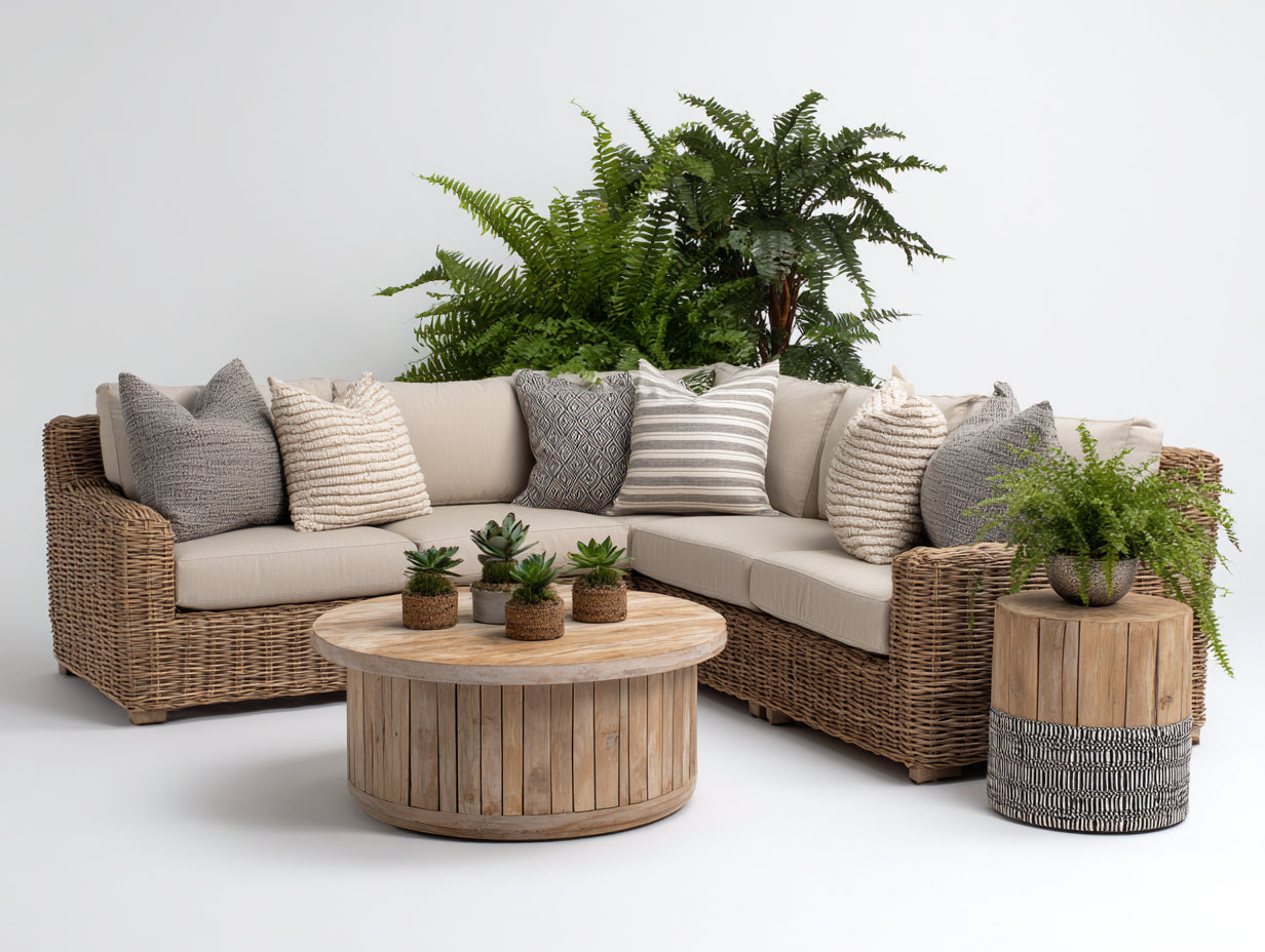 Divani da esterno-rattan-legno-tessuto-274x274x82 cm-marrone naturale-beige-bohémien elegante