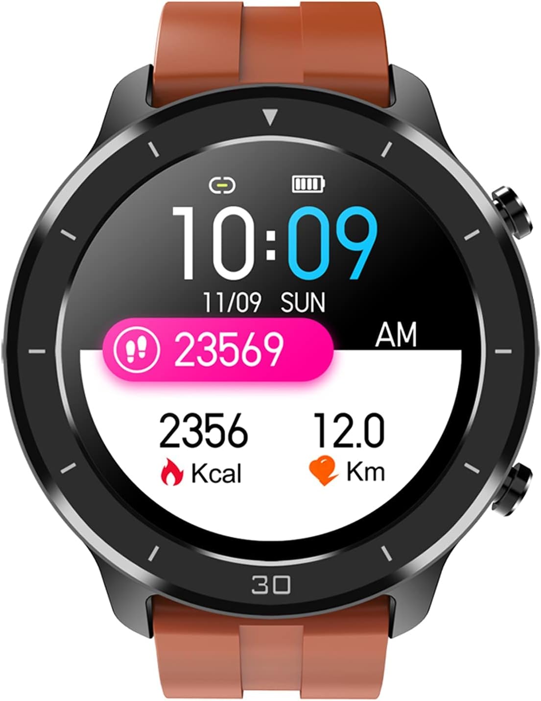 Smartwatch Uomo Donna 1.28 Pollici - Chiamata Bluetooth Android iOS - Pressione Sanguigna Contapassi e Promemoria Sedentarietà - Cinturino Blu