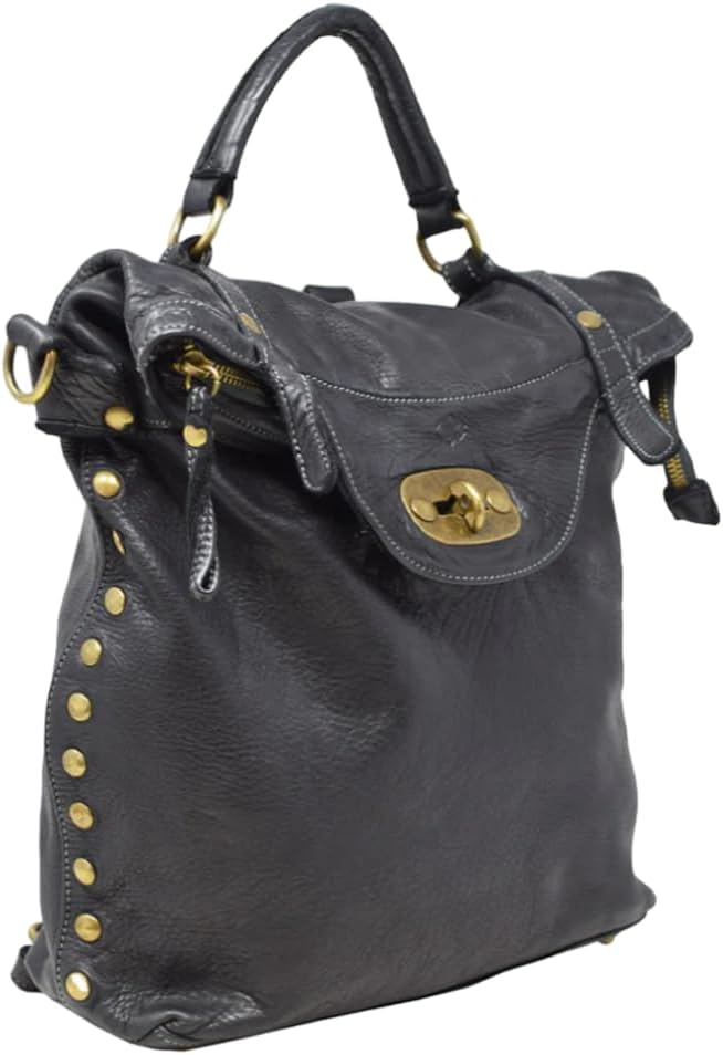 Barone Zaino donna - Vera pelle Made in Italy - Capiente con spazio per PC - Chiusura con cerniera e resistenza all acqua