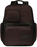 PIQUADRO Zaino uomo - Porta PC fino a 15,6 pollici - Struttura in pelle e tessuto con poliestere - Sistema Fast Check per lavoro e viaggio