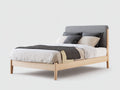 Letto matrimoniale-Legno-Tessuto-214x187x118 cm-Rovere chiaro-Grigio scuro-Scandinavo