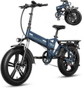 Bici elettrica FAT blu 20 x 4 per adulti - batteria removibile 48 V 15 o 17,5 Ah - autonomia 50-80 km - cambio 7 velocità doppia sospensione e freni a disco