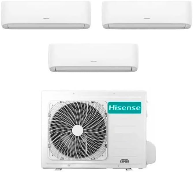 Hisense Hi Comfort 3AMW72U4RJC - Climatizzatore Trial Split con Tre Unità da 12000 BTU - Inverter WiFi e Riscaldamento - Potenza Totale 7,2 kW