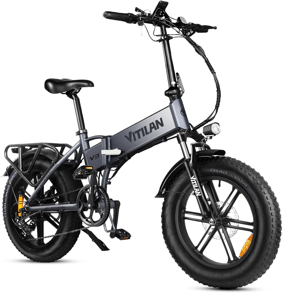 VITILAN V3 bici elettrica pieghevole per adulti - Fat Tire 20 x 4 pollici e 7 velocità - batteria rimovibile 48 V 13 Ah - motore 250 W e autonomia 60-80 km