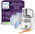 Philips Avent EasyPappa 4 in 1 SCF883-20 - Cuocipappa 400 W con Funzione Vapore - Frulla Scongela e Riscalda - Set con Vasetti e Coperchi