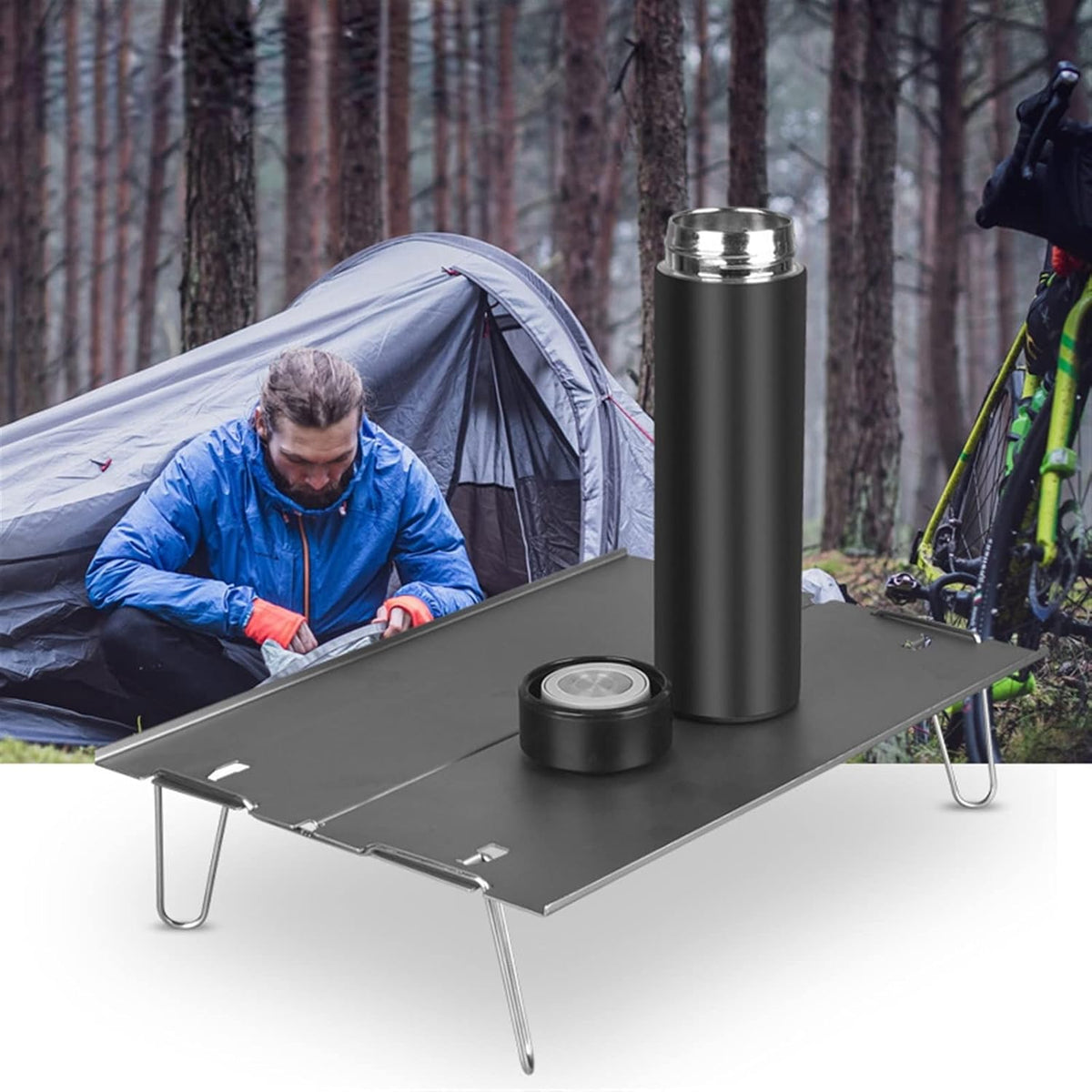 Tavolo pieghevole da barbecue e campeggio - mini struttura leggera in lega di alluminio - piano con ripiano rigido - per picnic esterno e attività ricreative