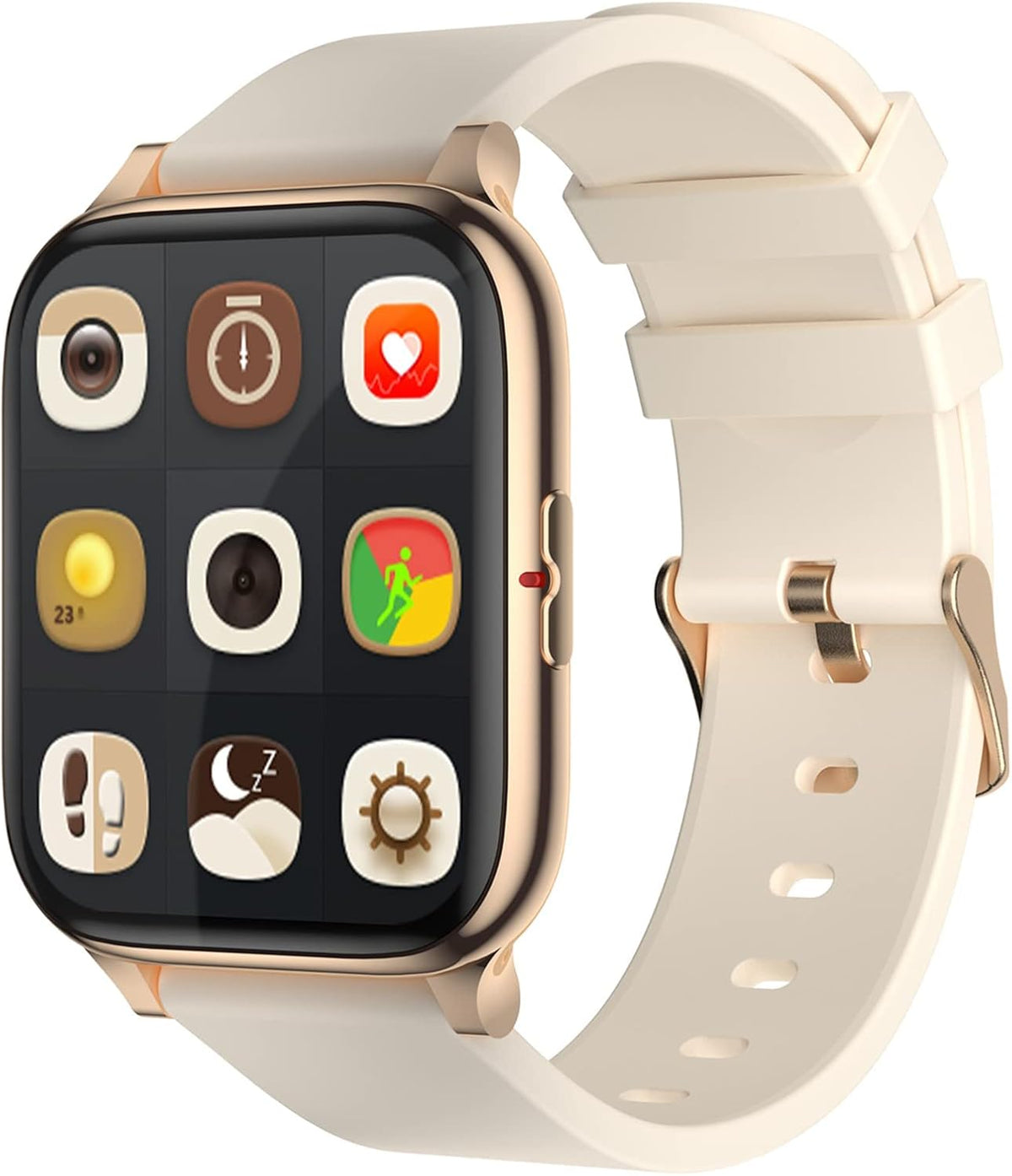 Smartwatch uomo grigio oro - Display 1.69 pollici - Pressione sanguigna frequenza cardiaca sonno e GPS - Notifiche meteo Bluetooth e protezione IP68 per Android iOS
