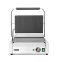 HENDI Piastra elettrica a contatto - Grill panini professionale 2200 W - Piastre liscia e rigata in ghisa smaltata - Acciaio inox 43 x 37.5 cm