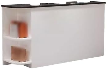 Scrivania reception moderna - Bancone accoglienza con cassetti - Configurazione sinistra 140 cm - Design bianco e nero per uffici contemporanei