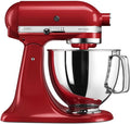 KitchenAid Artisan 5KSM125 EER - Impastatrice planetaria 300 W - Ciotola estraibile 4.8 L con 3 accessori - Testa inclinabile rosso imperiale