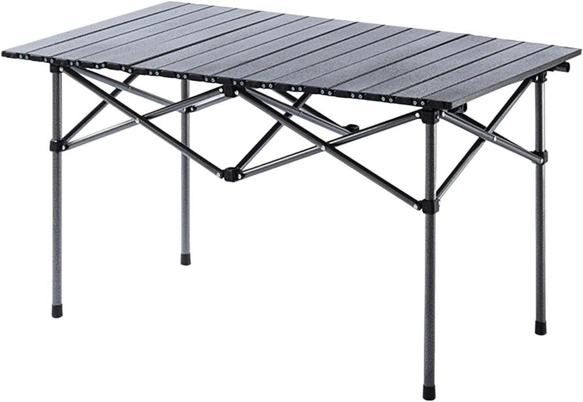 Tavolo pieghevole da campeggio nero - tavolo lungo con ripiano - per viaggio pesca e attività outdoor - scrivania portatile pieghevole