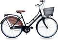 Bicicletta da città donna stile olandese - ruote 26 pollici e telaio in lega di acciaio - nera vintage retrò - con cestino portapacchi e parafanghi