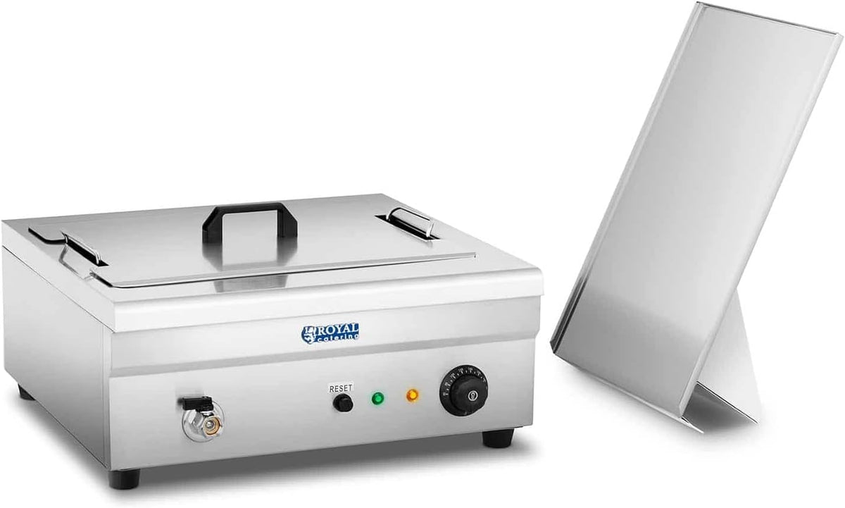 Royal Catering RCBG-18STHB - Friggitrice elettrica professionale 18 L - Potenza 3200 W con zona fredda - Struttura in acciaio inox per pasticceria e ristorazione
