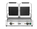 HENDI Piastra a Contatto Doppia - Grill Panini Professionale 3600 W in Acciaio Inox - Piastre Rigate in Ghisa Smaltata - Controllo Temperatura 230 V