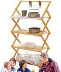 Scaffale pieghevole da campeggio a 4 ripiani 70 cm - struttura multilivello portatile con contenitore - design resistente all'usura - per uso esterno interno e attrezzatura