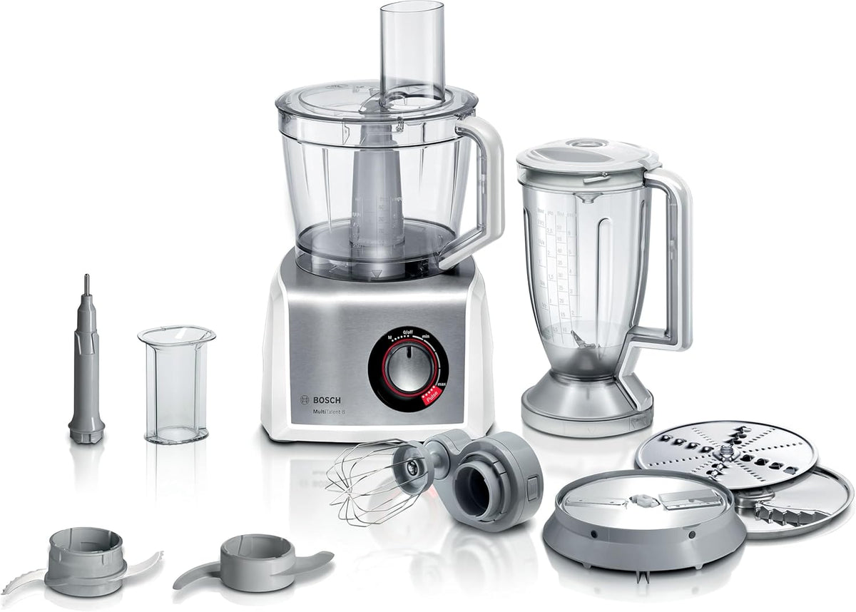 Bosch MC812S814 - Robot da cucina multifunzione 1250 W - 45 funzioni con ciotola XXL 3.9 L - Frullatore 1.5 L e accessori per tagliare impastare e grattugiare