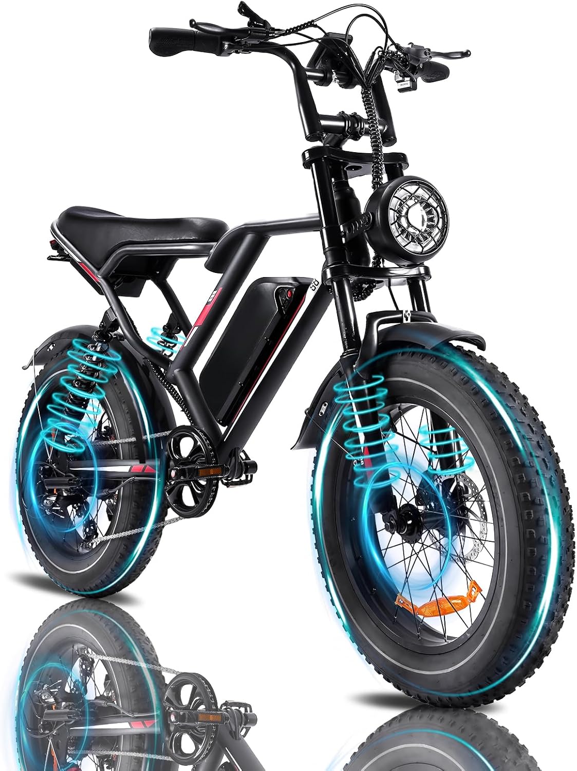 Bici elettrica fat bike per adulti - ruote 20 pollici e 7 velocità - batteria rimovibile 48 V 17,5 Ah - autonomia massima 50-80 km