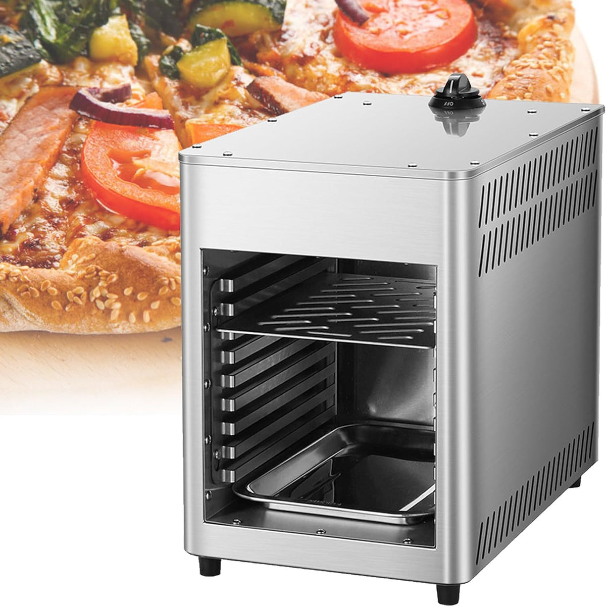 IYUESQ NPJ002G Griglia a gas professionale - Temperatura fino a 800 C - Struttura a 8 livelli - Per bistecche pizza salmone frutta e verdura