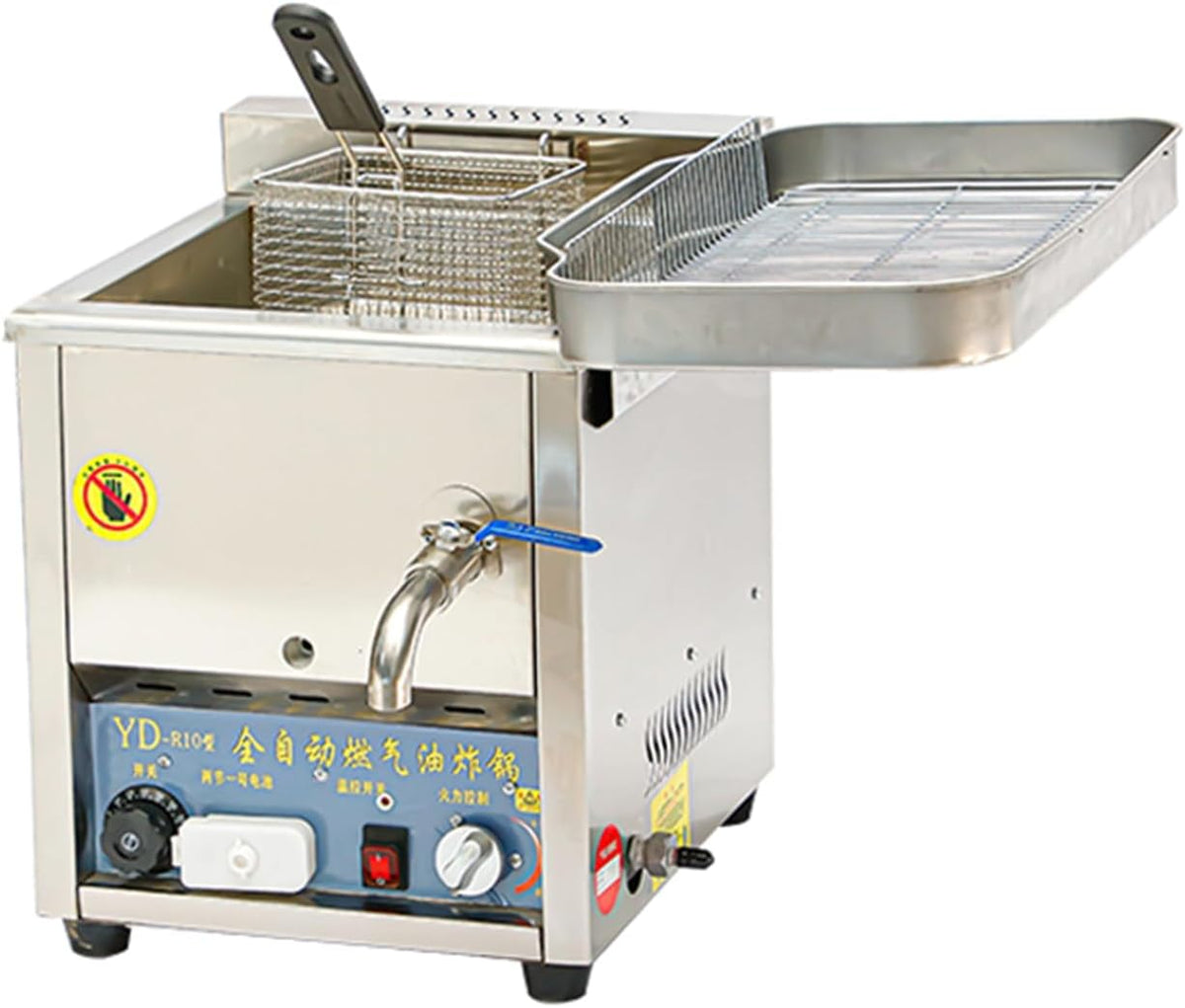 YARUQN Friggitrice a Gas GPL Commerciale - Acciaio Inossidabile Argento da Banco - Temperatura Costante Automatica - Cestelli per Casa Cucina e Ristorante