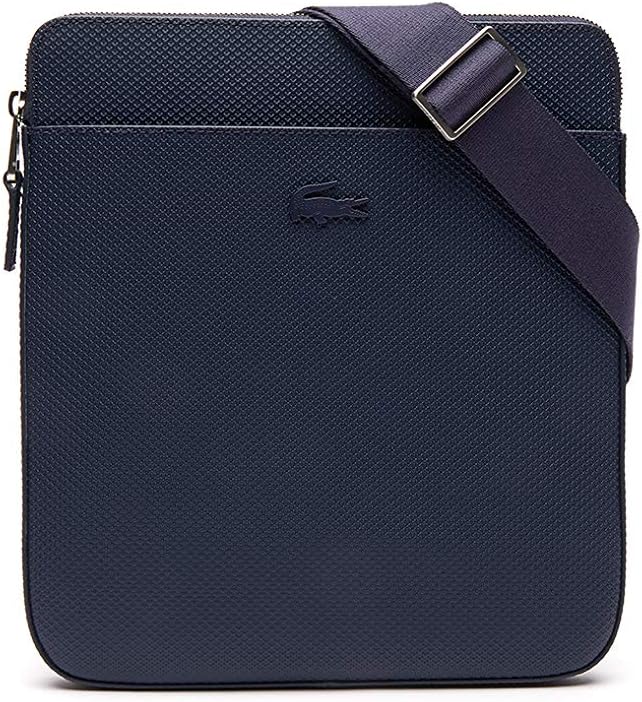 Lacoste Chantaco - Borsa a spalla uomo in pelle - Fodera sintetica e chiusura da infilare - Accessorio compatto per uso quotidiano